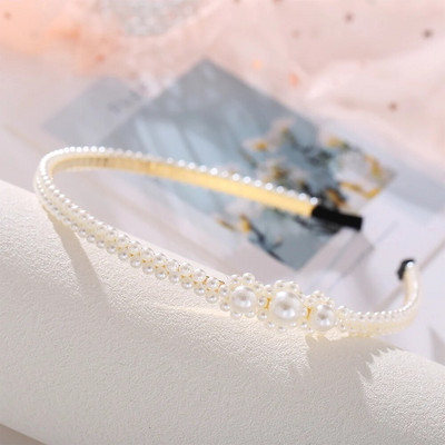 Elegantsed suured valge pärliga peapaelad naistele, tüdrukutele, käsitsi valmistatud lihtsad roosililled juuksepaelad Wave Retro juukserõngast peakatte aksessuaarid