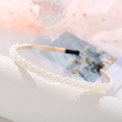 Elegantsed suured valge pärliga peapaelad naistele, tüdrukutele, käsitsi valmistatud lihtsad roosililled juuksepaelad Wave Retro juukserõngast peakatte aksessuaarid