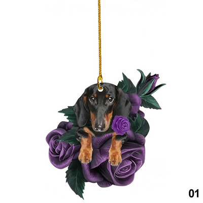 Armas kutsikakoera tahavaatepeegli ripats, koera kaunistus auto auto jaoks lemmiklooma kutsika rippuv kaunistus võtmehoidja ripats akrüül