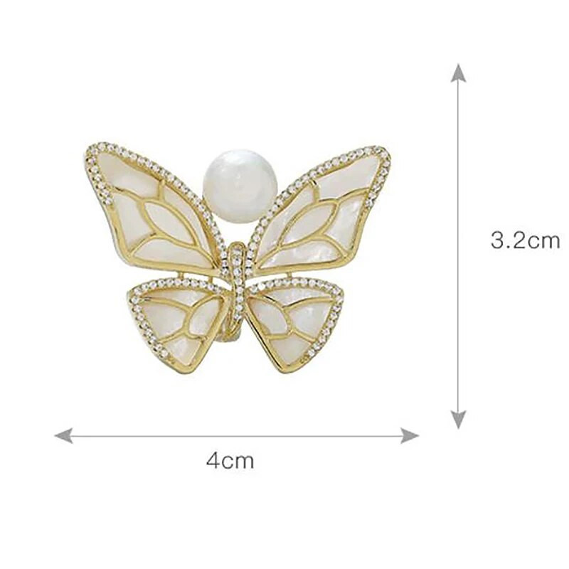 1tk Mood Rhinestone`ist pärlitest liblikas prossid naiste võlu pärlkulla värvi prossi nööpnõelad peo pulmakingitus rõivatarvikud