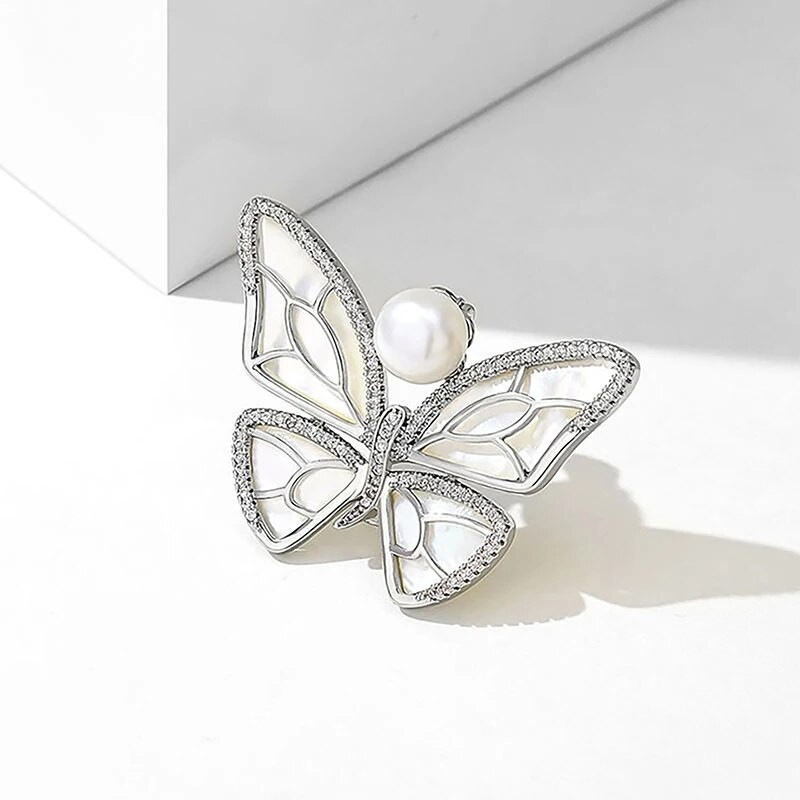 1tk Mood Rhinestone`ist pärlitest liblikas prossid naiste võlu pärlkulla värvi prossi nööpnõelad peo pulmakingitus rõivatarvikud