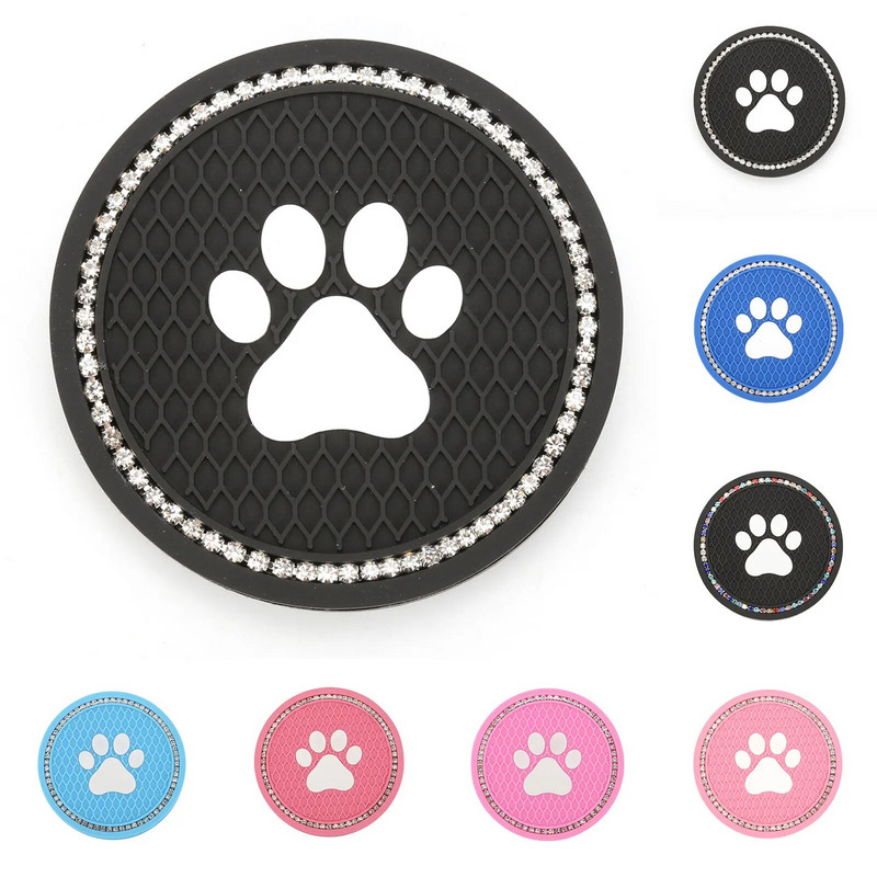 2 komada podmetača za automobile Mačja šapa Jastučić za bocu za šalicu vode PVC protuklizna odvojiva podloga za šalice za vozila s dijamantima za dodatke za unutrašnjost automobila