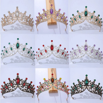 Барокова сватбена лента за глава Кристални булчински корони и диадеми Аксесоари за коса Бижута Дамски шапки с кристали Диадема на кралицата