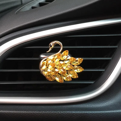 Autokristallide teemantidega naastudega Swan õhu väljalaskeklamber auto aroomiteraapia auto sisekujundus naiste auto parfüümi õhu väljalaskeava