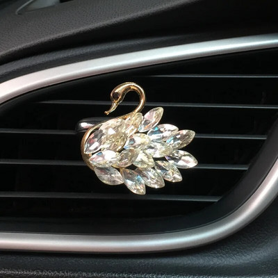 Autokristallide teemantidega naastudega Swan õhu väljalaskeklamber auto aroomiteraapia auto sisekujundus naiste auto parfüümi õhu väljalaskeava