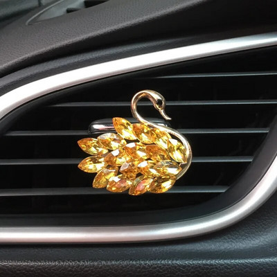 Autokristallide teemantidega naastudega Swan õhu väljalaskeklamber auto aroomiteraapia auto sisekujundus naiste auto parfüümi õhu väljalaskeava