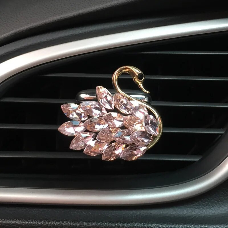 Autokristallide teemantidega naastudega Swan õhu väljalaskeklamber auto aroomiteraapia auto sisekujundus naiste auto parfüümi õhu väljalaskeava