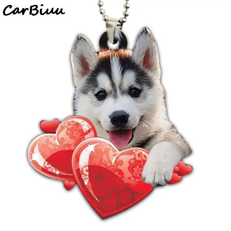 Ljupki haski viseći ukras Automobilski retrovizor Dekoracija Slatki pas Akrilni privjesak Životinjski privjesak Ukrasi interijera automobila