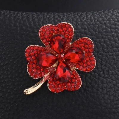 1 tk Rhinestonest ristikprossid naistele Rohelise ja punase värviga Pin Peace and Health Plant Ehted 5,1*4cm
