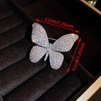 1PC Елегантни темпераментни кристални брошки игли за жени Блестящи планински кристали Пеперуда Корсаж Модни бижута за сватбено тържество Най-добър подарък