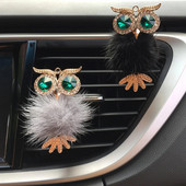 Diamond Fur Owl Car Αποσμητικό αέρα Auto Outlet Κλιπ Άρωμα Άρωμα Άρωμα Αυτοκινήτου Diffuser Bling Αξεσουάρ αυτοκινήτου Δώρα διακόσμησης εσωτερικού χώρου