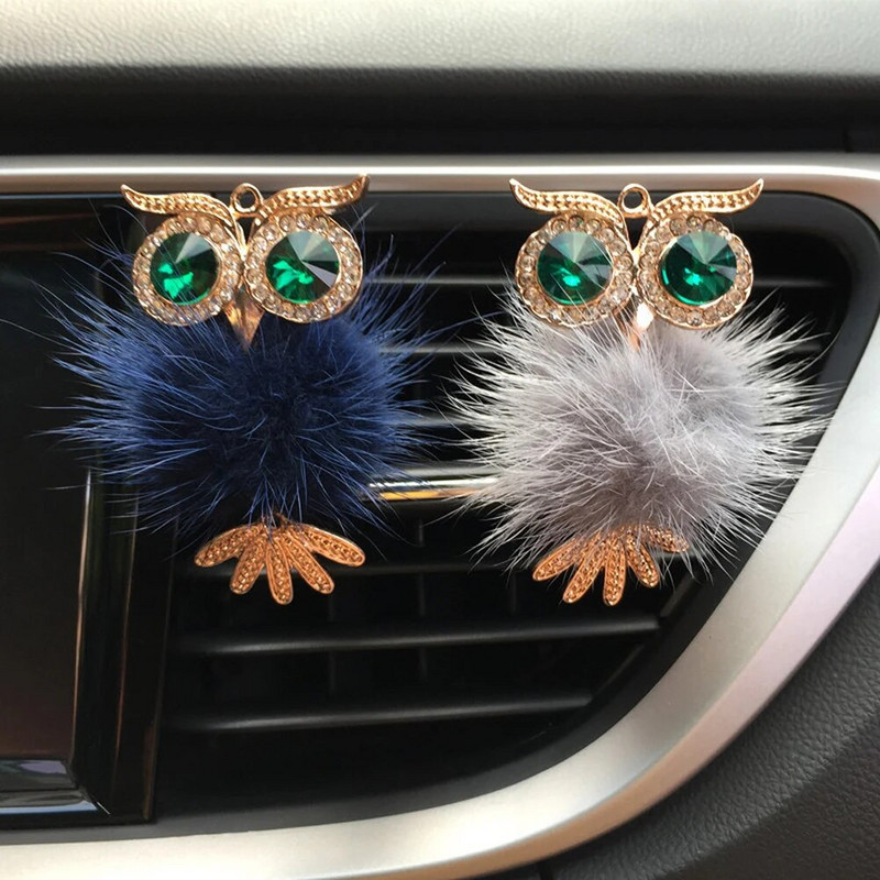 Diamond Fur Owl Car Αποσμητικό αέρα Auto Outlet Κλιπ Άρωμα Άρωμα Άρωμα Αυτοκινήτου Diffuser Bling Αξεσουάρ αυτοκινήτου Δώρα διακόσμησης εσωτερικού χώρου