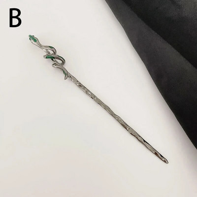 Uus Snake Juuksenõel Juuksepulk Kerimisnöör lõime Roheline Rhinestone Metal Punk Peakatted Juukseaksessuaarid Naistele Ehted Kingitused