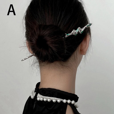 Uus Snake Juuksenõel Juuksepulk Kerimisnöör lõime Roheline Rhinestone Metal Punk Peakatted Juukseaksessuaarid Naistele Ehted Kingitused