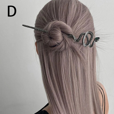 Uus Snake Juuksenõel Juuksepulk Kerimisnöör lõime Roheline Rhinestone Metal Punk Peakatted Juukseaksessuaarid Naistele Ehted Kingitused