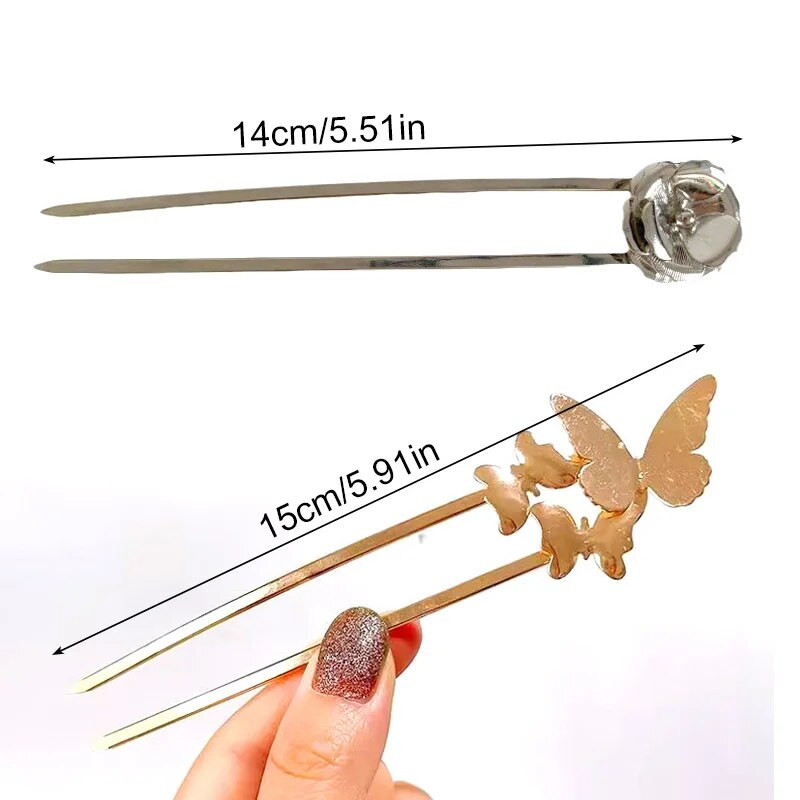 1Gb jauni ķīniešu stila tauriņu matu spieķi Izsmalcināti sieviešu zirgastes turētājs matu sprādzes sievietēm Hanfu galvassegas matu aksesuāri