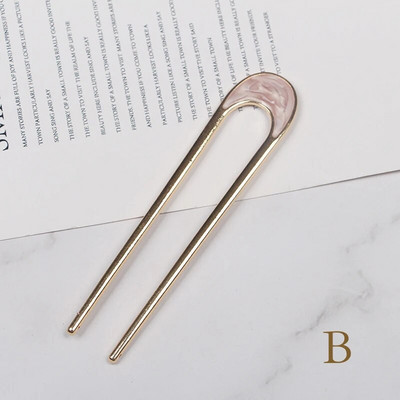 Moodne metallist U-kujuline juuksepulk naistele hõbedase ja kuldse värviga elegantne kooriku emailiga juuksenõel Naiste peakatted juuste aksessuaarid