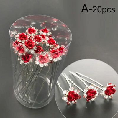 20 tk Naiste U-kujuline juuksenõel, metallist klambriga juuksenõelad, kristalllilled, tiaara juuksepulgad, tarvikud pulmapeakatted