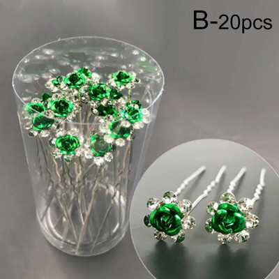 20 tk Naiste U-kujuline juuksenõel, metallist klambriga juuksenõelad, kristalllilled, tiaara juuksepulgad, tarvikud pulmapeakatted