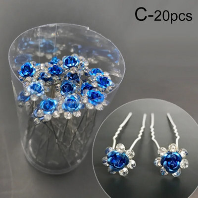 20 tk Naiste U-kujuline juuksenõel, metallist klambriga juuksenõelad, kristalllilled, tiaara juuksepulgad, tarvikud pulmapeakatted