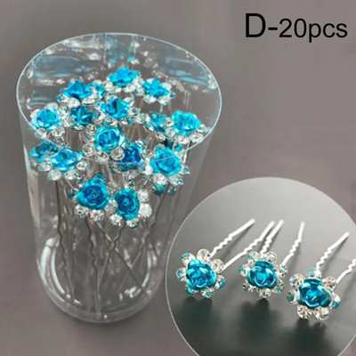 20 tk Naiste U-kujuline juuksenõel, metallist klambriga juuksenõelad, kristalllilled, tiaara juuksepulgad, tarvikud pulmapeakatted