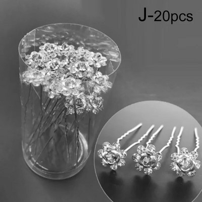 20 tk Naiste U-kujuline juuksenõel, metallist klambriga juuksenõelad, kristalllilled, tiaara juuksepulgad, tarvikud pulmapeakatted