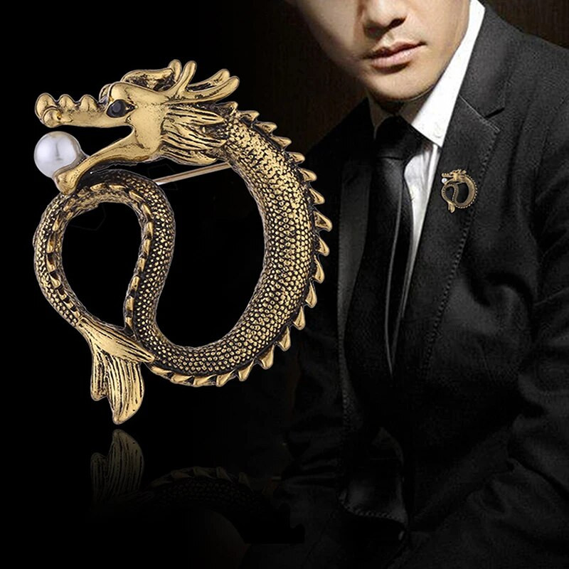 1 tk moodne nööpnõela märk Retro Euroopa ja Ameerika tippklassi meeste ülikonnad Vintage märgiga pross ehted sulamist draakoni toteemi pross