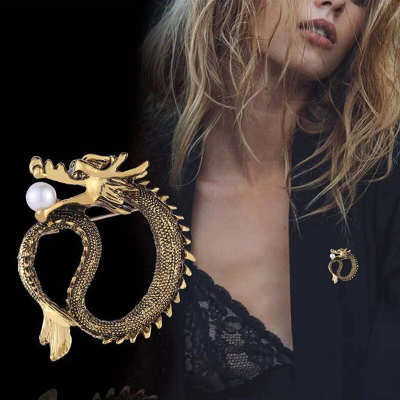 1 tk moodne nööpnõela märk Retro Euroopa ja Ameerika tippklassi meeste ülikonnad Vintage märgiga pross ehted sulamist draakoni toteemi pross