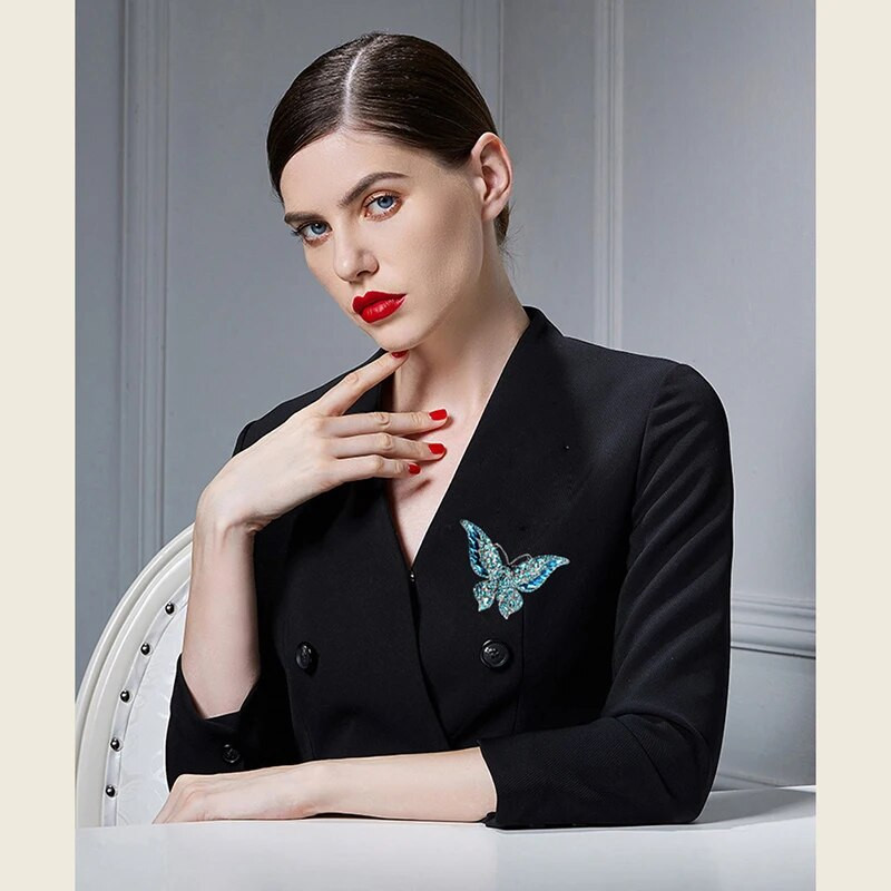 Butterfly pross Luksuslik kristallist nööpnõel, suured prossid naistele peoõhtuks, kivist nööpnõelad, riiete aksessuaarid