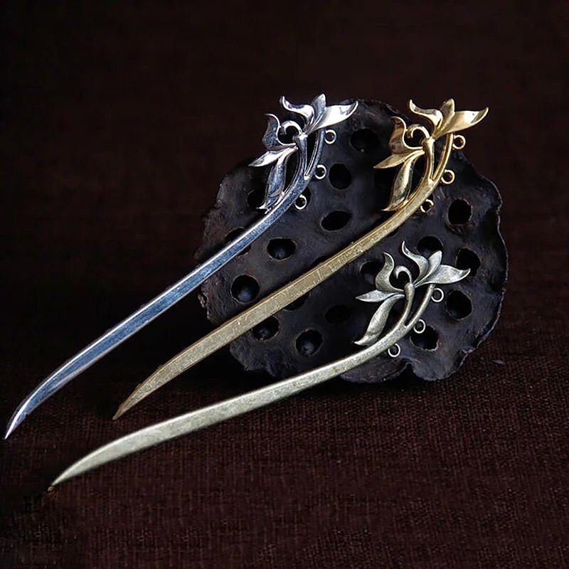 Μόδα μεταλλικά μπαστούνια μαλλιών Vintage φλοράλ φουρκέτες Γαμήλια νύφη πιρούνια μαλλιών για γυναίκες πάρτι Barrette Αξεσουάρ κεφαλής Δώρο