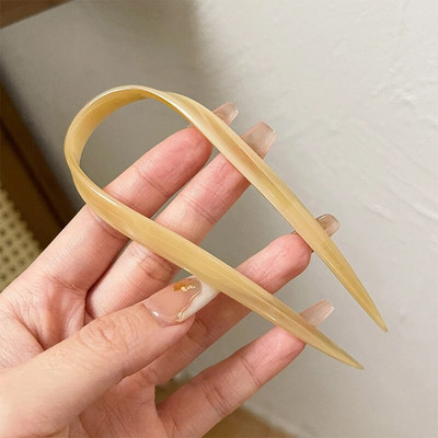 Korea U-kujuline atsetaadist juuksehark juuksepulk Lihtsa disainiga juuksenõelad, naiste tüdrukute hobusesabahoidja iidse stiiliga juukseaksessuaarid