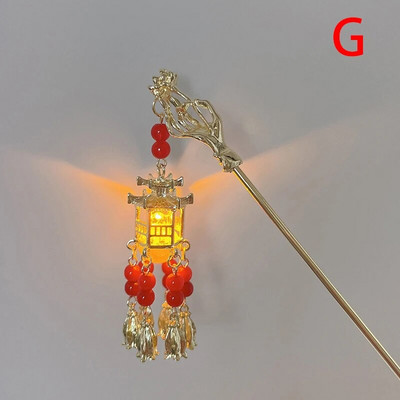 Čínsky palácový lampión, sponky do vlasov, zlaté kovové vlasové tyčinky, vidličky so svetlom, dámske prívesky na šaty Hanfu