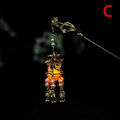 Čínsky palácový lampión, sponky do vlasov, zlaté kovové vlasové tyčinky, vidličky so svetlom, dámske prívesky na šaty Hanfu