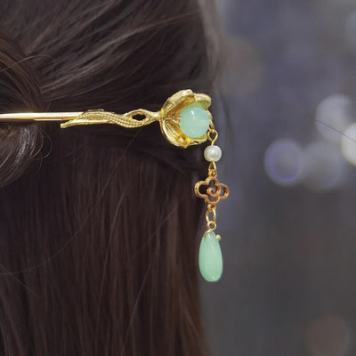 Vintage hiina stiilis pikad tutiga juuksenõelad Hanfu peakate Naiste lilled samm raputus Juuksepulgad Juukseehted Juuksepulgad Ehted