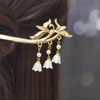 Vintage hiina stiilis pikad tutiga juuksenõelad Hanfu peakate Naiste lilled samm raputus Juuksepulgad Juukseehted Juuksepulgad Ehted