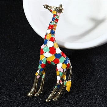 Емайлирани брошки с жирафи за жени Сладка брошка с животни Игла Модни бижута Цветен подарък за деца Изискани брошки