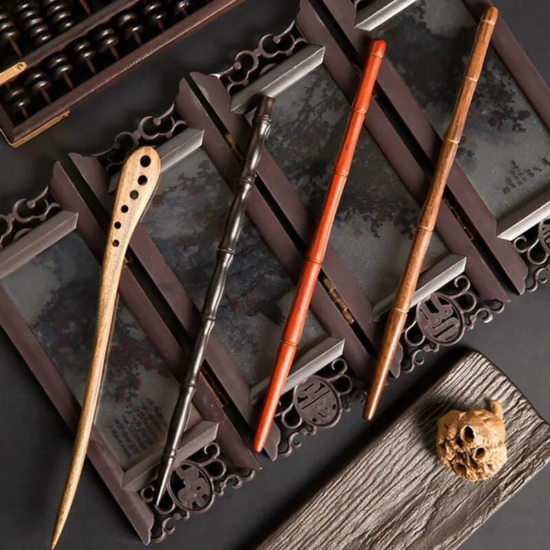 Φυσικό μαύρο σανταλόξυλο φουρκέτες Γυναικεία μπαστούνια μαλλιών για κορίτσια Κλιπ μαλλιών σε σχήμα Chopstick Καρφίτσες ρετρό Stlye κοσμήματα για τα μαλλιά