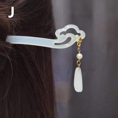 Vintažinio kiniško stiliaus plaukų šakutės plaukų segtukai segtukai acetato plaukų lazdelės perlai karoliukai kutai Step Shake kinų vestuvių papuošalai plaukams