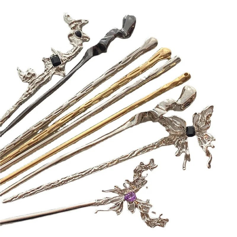 Mados drugelio plaukų lazdelės moterims Metaliniai plaukų segtukai Minimalistiniai nereguliarūs mergaičių plaukų segtukai plaukų kuodelių formavimo galvos apdangalai