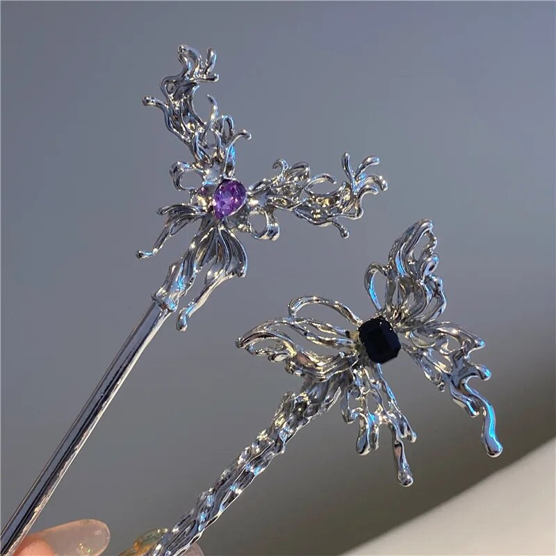 Mados drugelio plaukų lazdelės moterims Metaliniai plaukų segtukai Minimalistiniai nereguliarūs mergaičių plaukų segtukai plaukų kuodelių formavimo galvos apdangalai