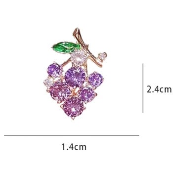 1PC Мини деликатни игли с грозде Брошки с грозде за жени Rhineson Purple Grape Fruits Ежедневни игли за костюм Брошка Подаръци