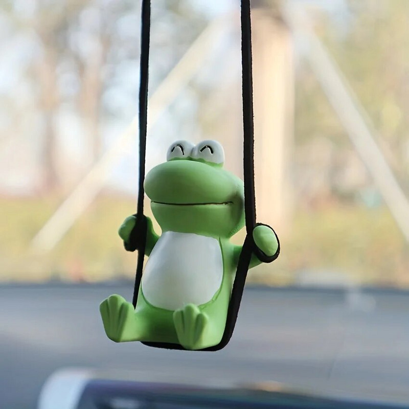 Auto ripatsvõrk punane kiik konn armas loominguline auto sisekujundus, ornament tahavaatepeegel, ripats, kipsist lahtine lõhn