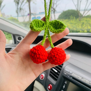 Χαριτωμένο Cherry Kawaii Flower Καθρέφτης αυτοκινήτου Κρεμαστό γούρι με φρούτα ντεκόρ εφήβων Εσωτερικός καθρέφτης πίσω όψης Αξεσουάρ αυτοκινήτου για γυναίκες