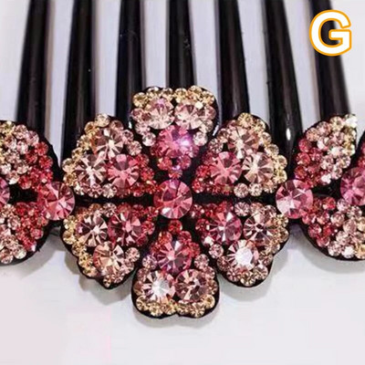 Vintage Flower Crystal Juukseklambrid Mood Hair Maker Bun Juuksekammid Plastikust läikiv juuksenõel naistele Pulmajuukseaksessuaarid Kingitus
