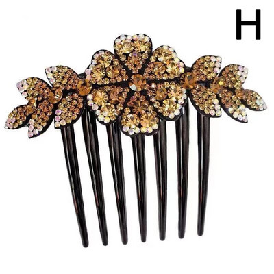 Vintage Flower Crystal Juukseklambrid Mood Hair Maker Bun Juuksekammid Plastikust läikiv juuksenõel naistele Pulmajuukseaksessuaarid Kingitus