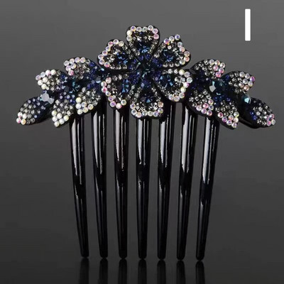 Vintage Flower Crystal Juukseklambrid Mood Hair Maker Bun Juuksekammid Plastikust läikiv juuksenõel naistele Pulmajuukseaksessuaarid Kingitus