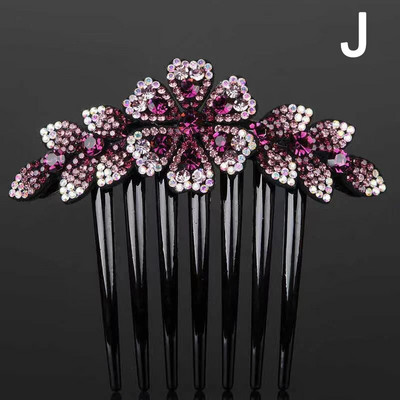 Vintage Flower Crystal Juukseklambrid Mood Hair Maker Bun Juuksekammid Plastikust läikiv juuksenõel naistele Pulmajuukseaksessuaarid Kingitus