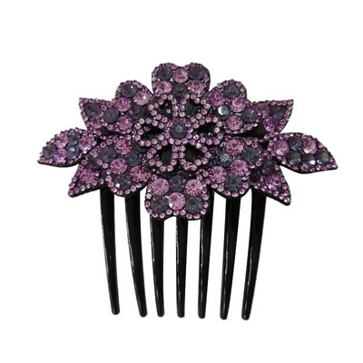 Vintage Flower Crystal Juukseklambrid Mood Hair Maker Bun Juuksekammid Plastikust läikiv juuksenõel naistele Pulmajuukseaksessuaarid Kingitus