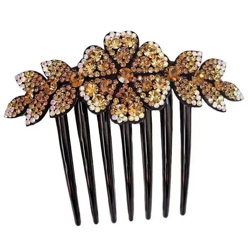 Vintage Flower Crystal Juukseklambrid Mood Hair Maker Bun Juuksekammid Plastikust läikiv juuksenõel naistele Pulmajuukseaksessuaarid Kingitus