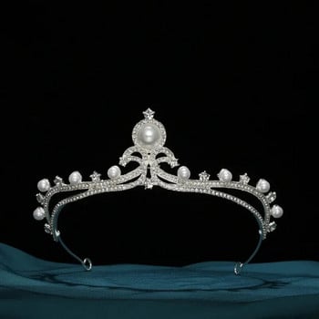 Crown Leaves Waterdrop Tiara Сватбени аксесоари Дамски изкуствени кристали Парти Принцеса Елф Тиара Аксесоари